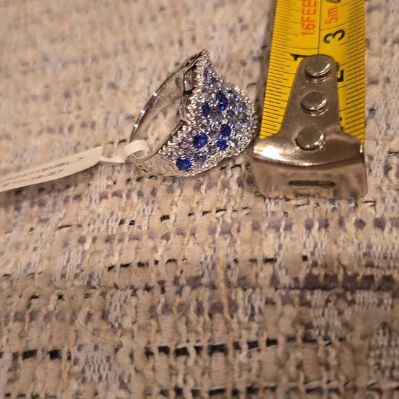 BEAUTIFUL STERLING SILVER BLUE SAPPHIRE STONES RING SIZE 7 - Picture 12 of 15